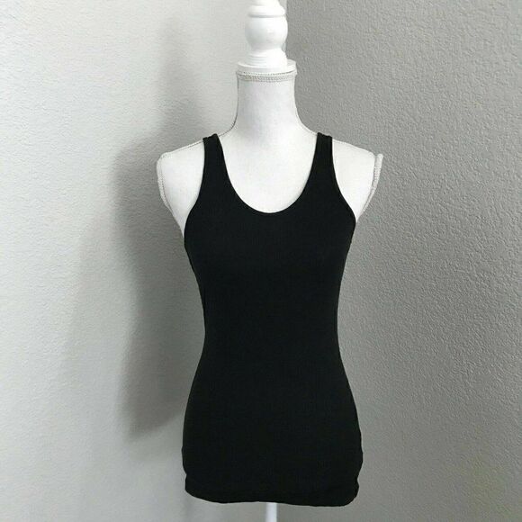 Standard James Perse Womens Black Sleeveless Scoop Neck Pullover Tank Top Size 2 - Picture 1 of 6